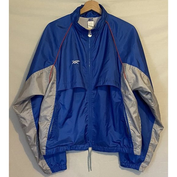 ASICS Other - Vtg ASICS Track Jacket Windbreaker Full Zip Mens Large Color Block Blue Silver